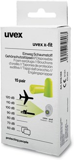 Uvex X-Fit Disposable Uncorded Earplugs, 15 pairs