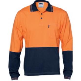 DNC Polo Cotton Jersey HiVis Long Sleeve