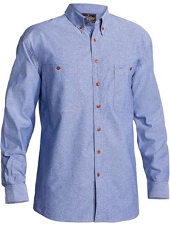 Bisley Shirt Chambray Mens Button L/S