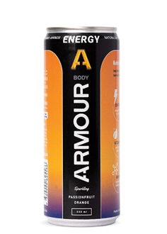 Body Armour Energy+ Zero Sugar Can 330ml, Pack of 6, Passion Fruit + Orange