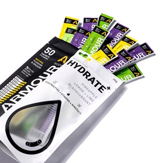 Body Armour Hydrate+ Hypotonic 5g Serve, 50 Sachets Mixed Pack