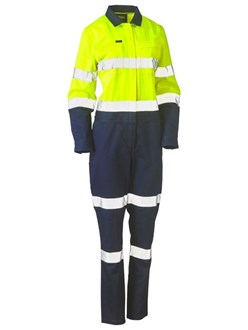 Bisley Ladies Taped HiVis Cotton Drill Coverall