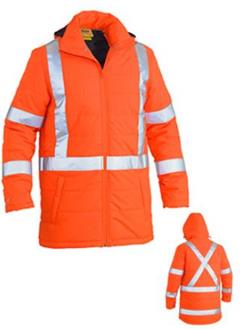 Bisley Hi-Vis Puffer Jacket with X back reflective tape