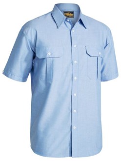 Bisley Mens OXFORD Shirt Short Sleeve, Twin Pocket