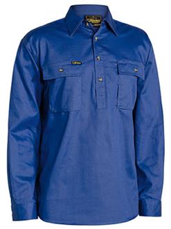 Bisley Closed Front Drill Shirt Long Sleeve