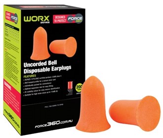 Force360 Bell Shaped Disposable Earplug, Box of 200