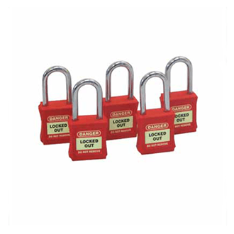 42mm Premium Padlock Pack of 5 Keyed Alike, Red