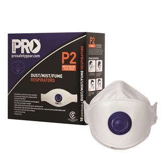 Pro Choice Flatfold P2 valved Dust Mask, 10 per box