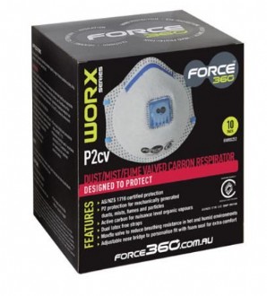 Force360 Dust Mask P2 Carbon Valved, Box of 10